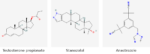 Molecular structures of Testosterone propionate, Stanozolol and Anastrozole