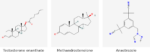 Molecular structures of Testosterone enanthate, Methandrostenolone and Anastrozole