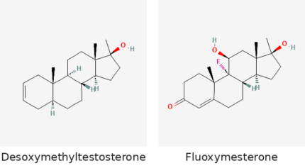 Molecular structures of Desoxymethyltestosterone and Fluoxymesterone