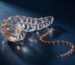 Glass organ-inspired sculpture under copper and navy lab lighting illustrating petrelintide amylin research
